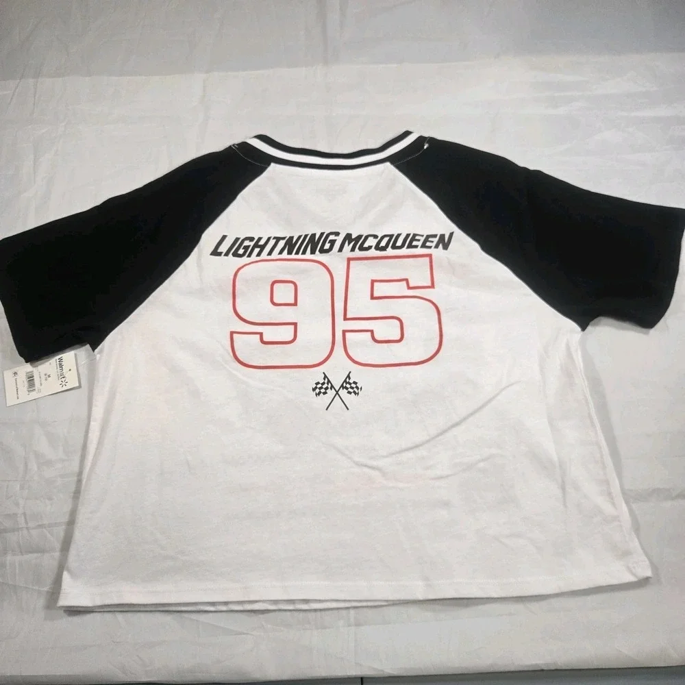 Disney Pixar Cars Womans New Cropped Tshirt Size M Classic Racing...